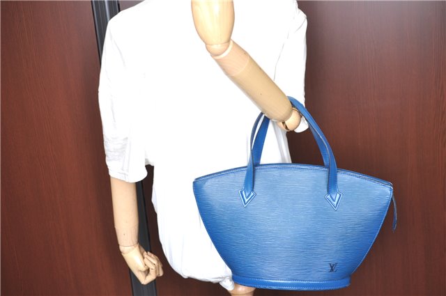 Authentic Louis Vuitton Epi Saint Jacques Hand Bag Blue M52275 LV H9860