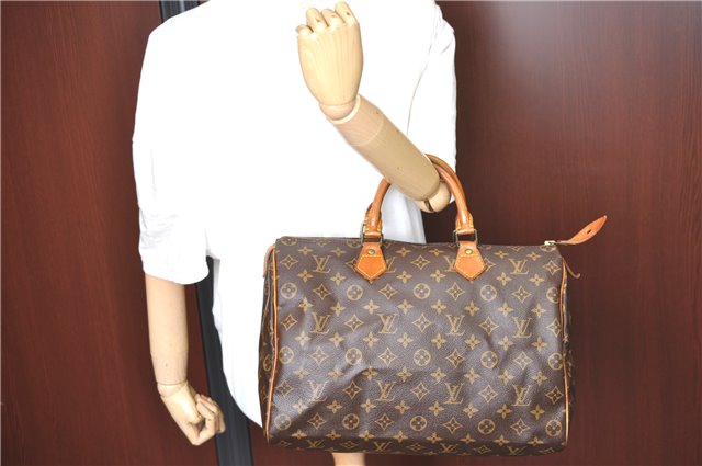 Authentic Louis Vuitton Monogram Speedy 35 Hand Boston Bag M41524 LV H9882