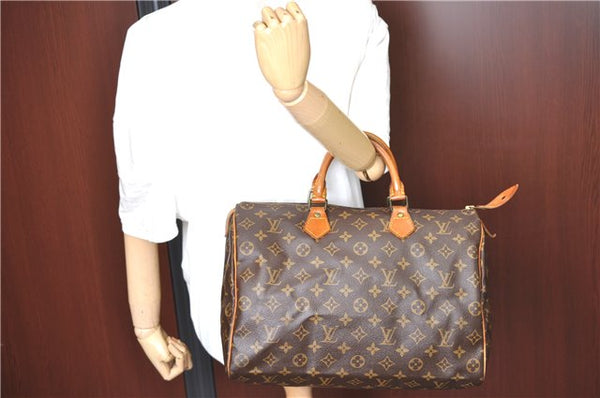 Authentic Louis Vuitton Monogram Speedy 35 Hand Boston Bag M41524 LV H9882