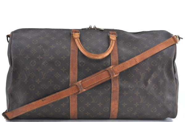 Auth Louis Vuitton Monogram Keepall Bandouliere 55 Boston Bag M41414 LV H9898