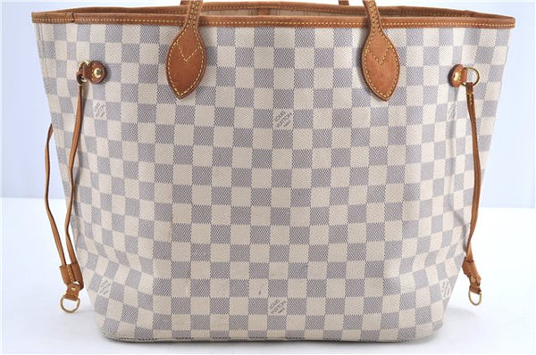 Authentic Louis Vuitton Damier Azur Neverfull MM Tote Bag N51107 LV H9900