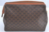 Authentic CELINE Macadam Blason Pattern Pouch Purse PVC Leather Brown H9909