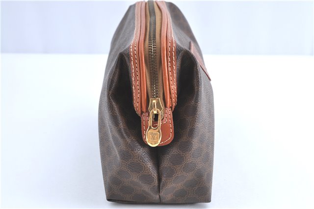 Authentic CELINE Macadam Blason Pattern Pouch Purse PVC Leather Brown H9909