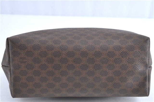 Authentic CELINE Macadam Blason Pattern Pouch Purse PVC Leather Brown H9909