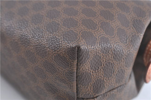 Authentic CELINE Macadam Blason Pattern Pouch Purse PVC Leather Brown H9909
