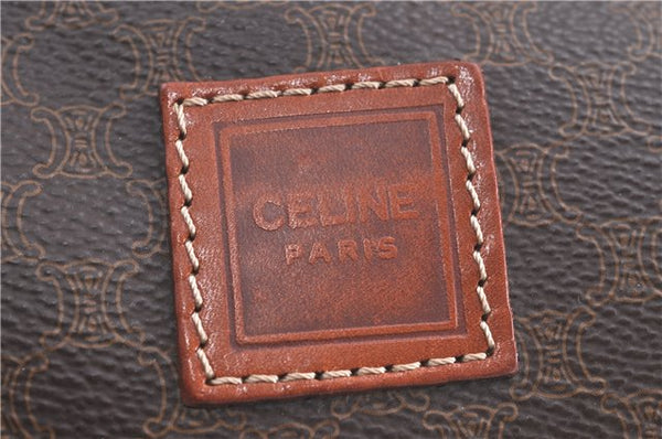 Authentic CELINE Macadam Blason Pattern Pouch Purse PVC Leather Brown H9909