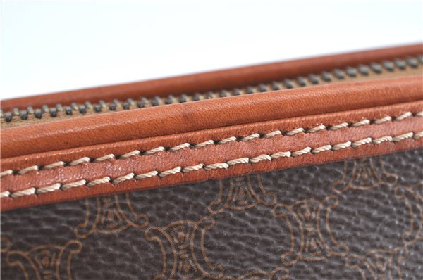Authentic CELINE Macadam Blason Pattern Pouch Purse PVC Leather Brown H9909