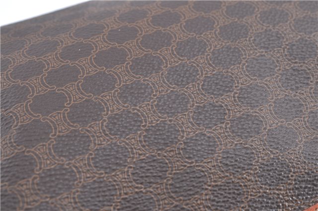 Authentic CELINE Macadam Blason Pattern Pouch Purse PVC Leather Brown H9909