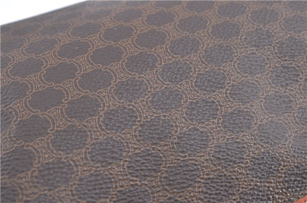 Authentic CELINE Macadam Blason Pattern Pouch Purse PVC Leather Brown H9909