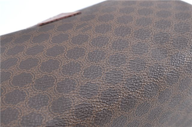 Authentic CELINE Macadam Blason Pattern Pouch Purse PVC Leather Brown H9909