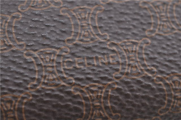 Authentic CELINE Macadam Blason Pattern Pouch Purse PVC Leather Brown H9909