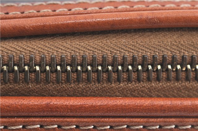 Authentic CELINE Macadam Blason Pattern Pouch Purse PVC Leather Brown H9909