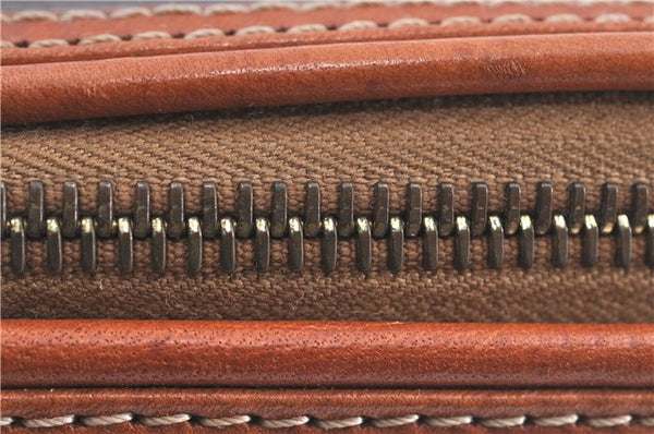 Authentic CELINE Macadam Blason Pattern Pouch Purse PVC Leather Brown H9909