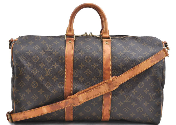 Auth Louis Vuitton Monogram Keepall Bandouliere 45 Boston Bag M41418 LV H9940