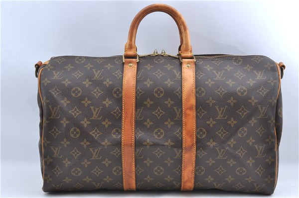 Auth Louis Vuitton Monogram Keepall Bandouliere 45 Boston Bag M41418 LV H9940