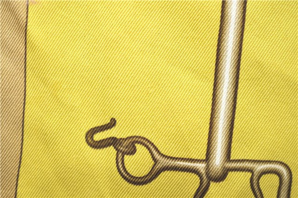 Authentic HERMES Carre 65 Scarf "Collection Equestre" Silk Yellow H9974