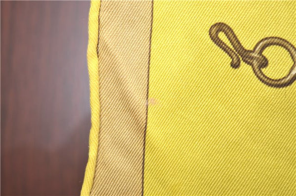 Authentic HERMES Carre 65 Scarf "Collection Equestre" Silk Yellow H9974