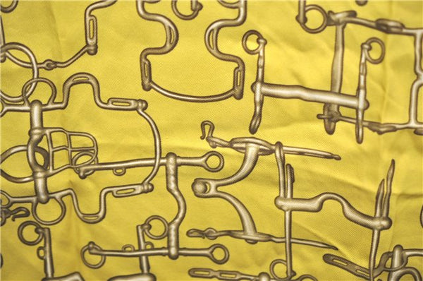 Authentic HERMES Carre 65 Scarf "Collection Equestre" Silk Yellow H9974