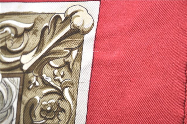 Authentic HERMES Carre 90 Scarf "L'Hiver" Silk Red H9979