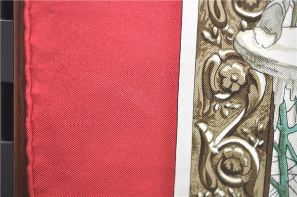 Authentic HERMES Carre 90 Scarf "L'Hiver" Silk Red H9979