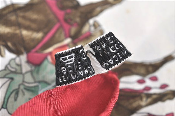 Authentic HERMES Carre 90 Scarf "L'Hiver" Silk Red H9979