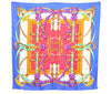 Authentic HERMES Carre 90 Scarf "Grand Manage" Silk Blue H9982