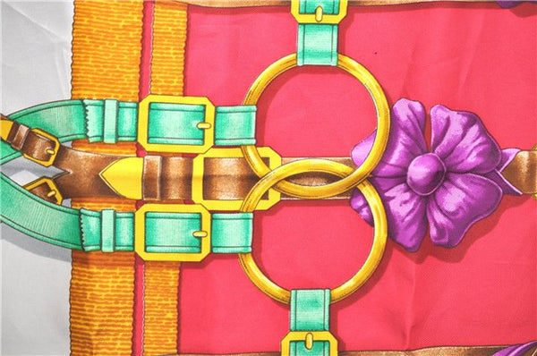 Authentic HERMES Carre 90 Scarf "Grand Manage" Silk Blue H9982