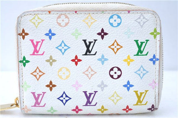 Auth Louis Vuitton Monogram Multicolor Zippy Coin Purse M93741 White Pink H9985