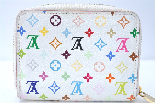 Auth Louis Vuitton Monogram Multicolor Zippy Coin Purse M93741 White Pink H9985