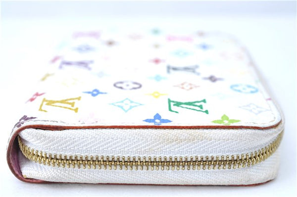 Auth Louis Vuitton Monogram Multicolor Zippy Coin Purse M93741 White Pink H9985