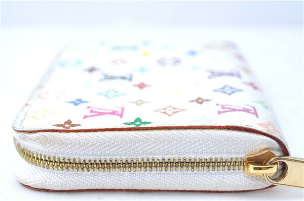 Auth Louis Vuitton Monogram Multicolor Zippy Coin Purse M93741 White Pink H9985