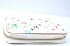 Auth Louis Vuitton Monogram Multicolor Zippy Coin Purse M93741 White Pink H9985