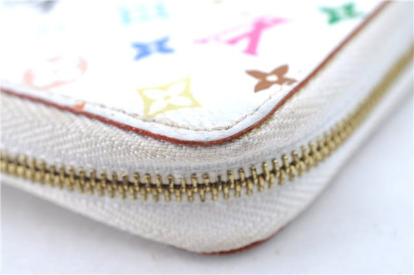 Auth Louis Vuitton Monogram Multicolor Zippy Coin Purse M93741 White Pink H9985