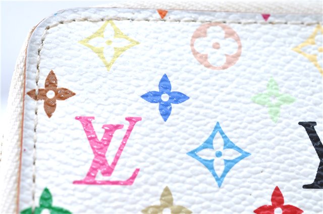 Auth Louis Vuitton Monogram Multicolor Zippy Coin Purse M93741 White Pink H9985