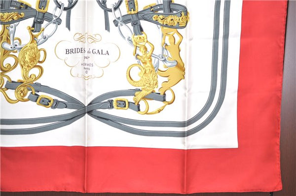Authentic HERMES Carre 90 Scarf "BRIDES de GALA" Silk Red H9986