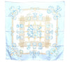 Authentic HERMES Carre 90 Scarf "LES RUBANS DU CHEVAL" Silk Light Blue H9987
