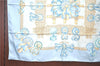 Authentic HERMES Carre 90 Scarf "LES RUBANS DU CHEVAL" Silk Light Blue H9987