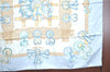 Authentic HERMES Carre 90 Scarf "LES RUBANS DU CHEVAL" Silk Light Blue H9987