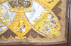Authentic HERMES Carre 90 Scarf "La Vie a Cheval " Silk Brown H9992