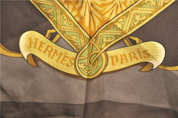 Authentic HERMES Carre 90 Scarf "La Vie a Cheval " Silk Brown H9992