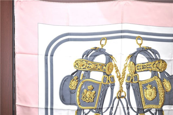 Authentic HERMES Carre 90 Scarf "BRIDES de GALA" Silk Light Pink H9995