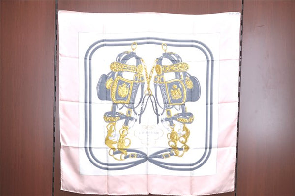 Authentic HERMES Carre 90 Scarf "BRIDES de GALA" Silk Light Pink H9995