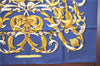 Authentic HERMES Carre 90 Scarf "LE MORS"ALACONETABLE"" Silk Navy Blue H9996