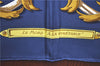 Authentic HERMES Carre 90 Scarf "LE MORS"ALACONETABLE"" Silk Navy Blue H9996