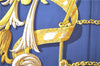 Authentic HERMES Carre 90 Scarf "LE MORS"ALACONETABLE"" Silk Navy Blue H9996