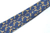 Authentic HERMES Necktie Animals Lion Circle Motif Silk Blue Brown J0002