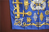 Authentic HERMES Carre 90 Scarf "FERRONNERIE" Silk Navy Blue J0004