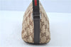 GUCCI Web Sherry Line Hand Bag Pouch Purse GG Canvas Leather 141809 Brown J0017