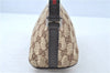 GUCCI Web Sherry Line Hand Bag Pouch Purse GG Canvas Leather 141809 Brown J0017