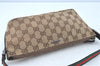 GUCCI Web Sherry Line Hand Bag Pouch Purse GG Canvas Leather 141809 Brown J0017